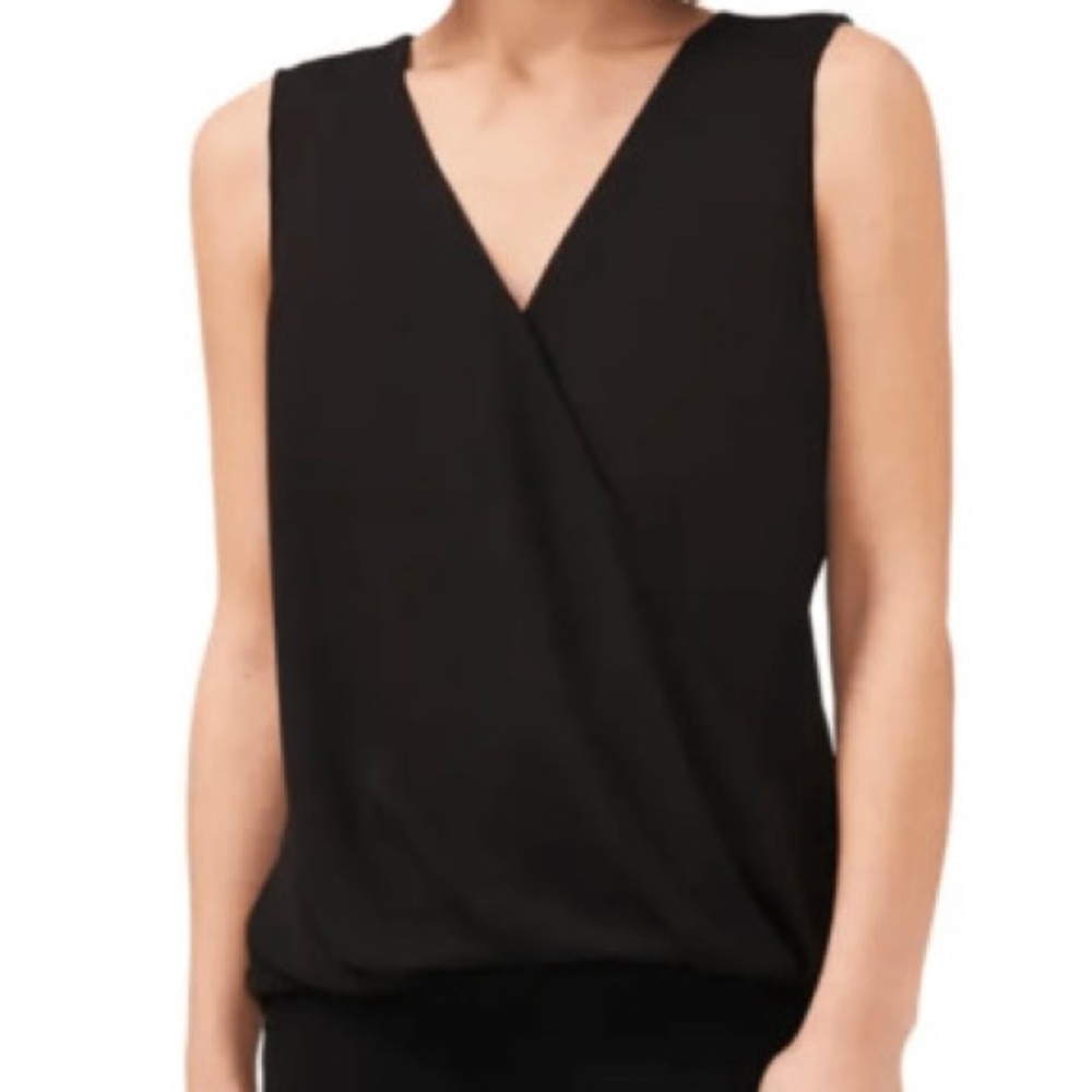 Halogen Surplice Black Sleeveless Top